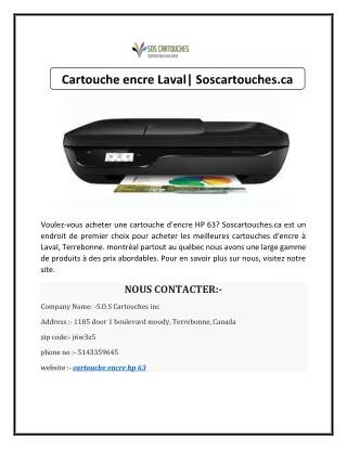 Cartouche encre HP 63 | Soscartouches.ca