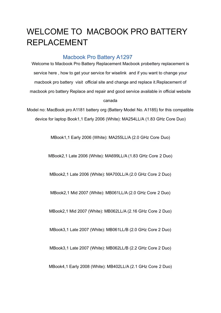 welcome to macbook pro battery replacement