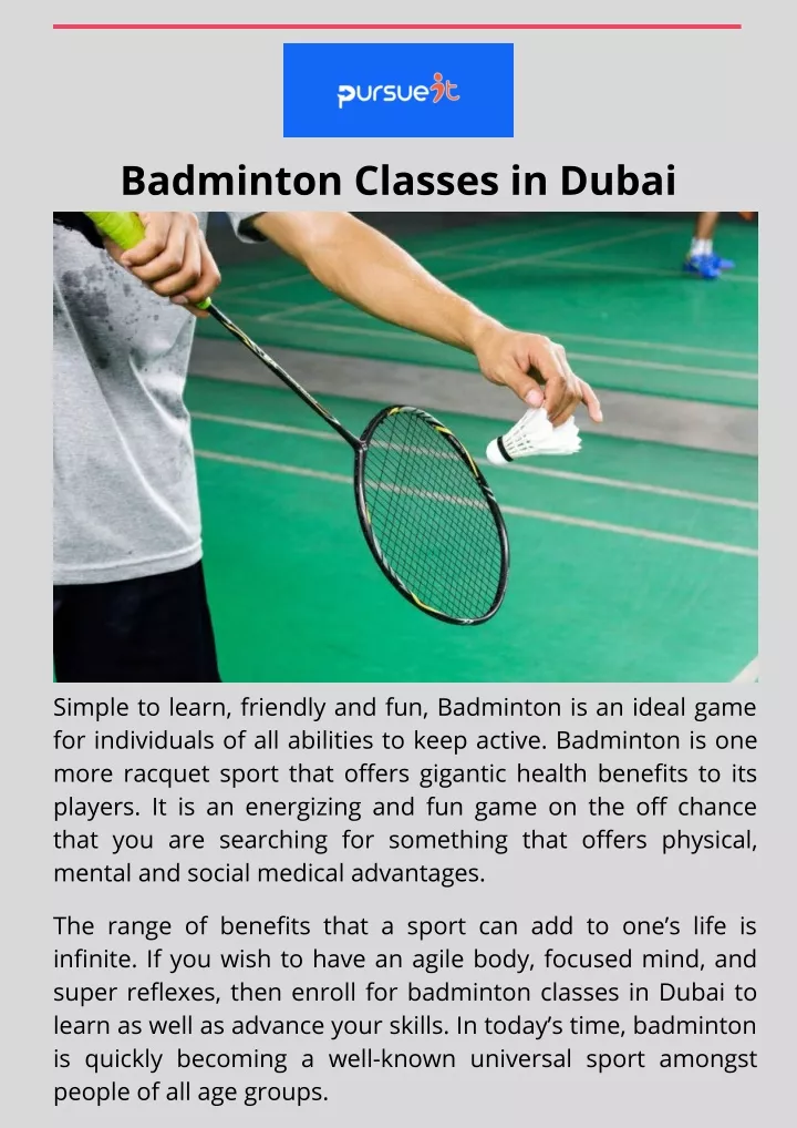 badminton classes in dubai