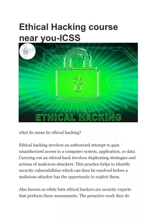 Ethical Hacking course near you-icss