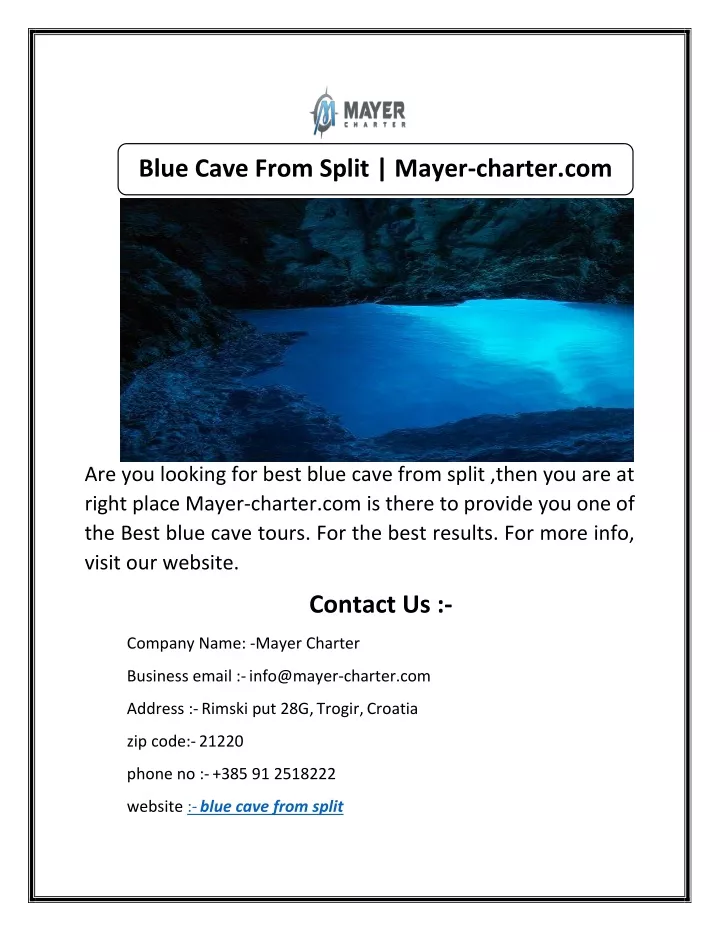 blue cave from split mayer charter com