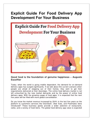 Explicit Guide For Food Delivery App Development For Your Business