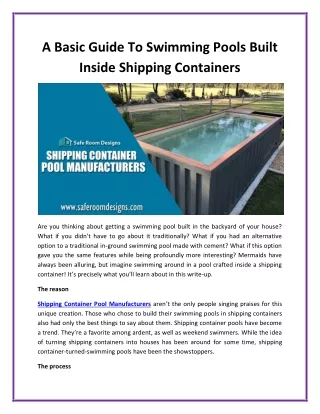 A Basic Guide To Swimming Pools Built Inside Shipping Containers