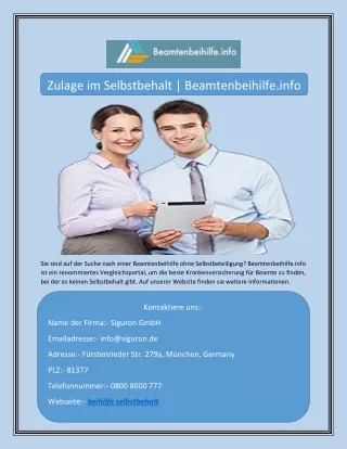 zulage im selbstbehalt beamtenbeihilfe info