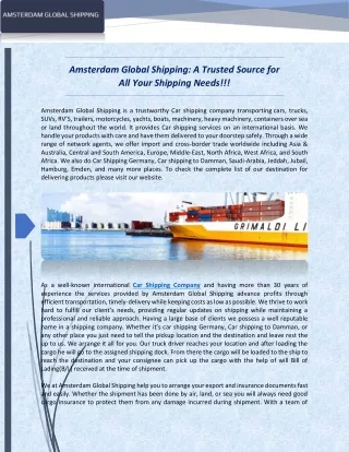 amsterdam global shipping a trusted source