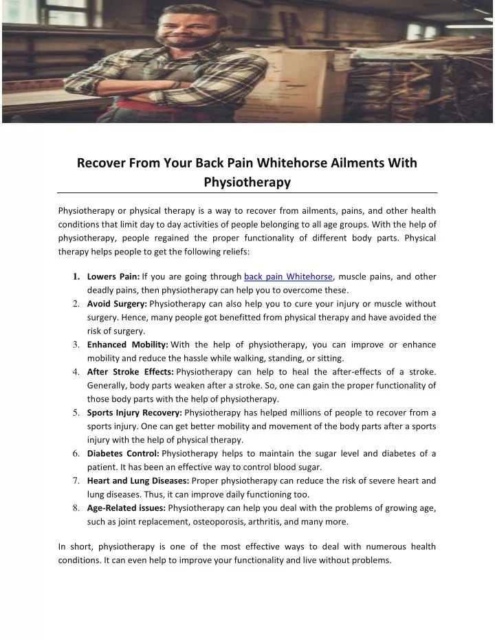 recover from your back pain whitehorse ailments