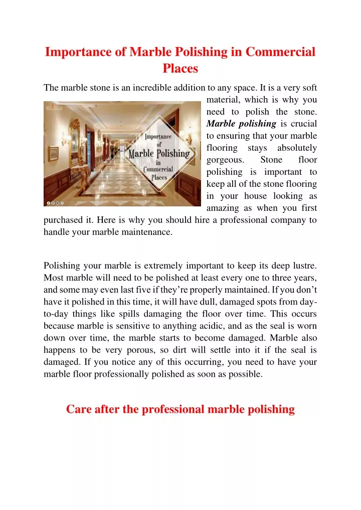 importance of marble polishing in commercial