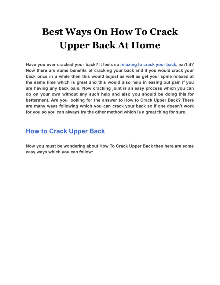 best ways on how to crack upper back at home