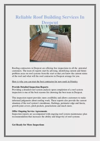 reliable roof building services in deepcut