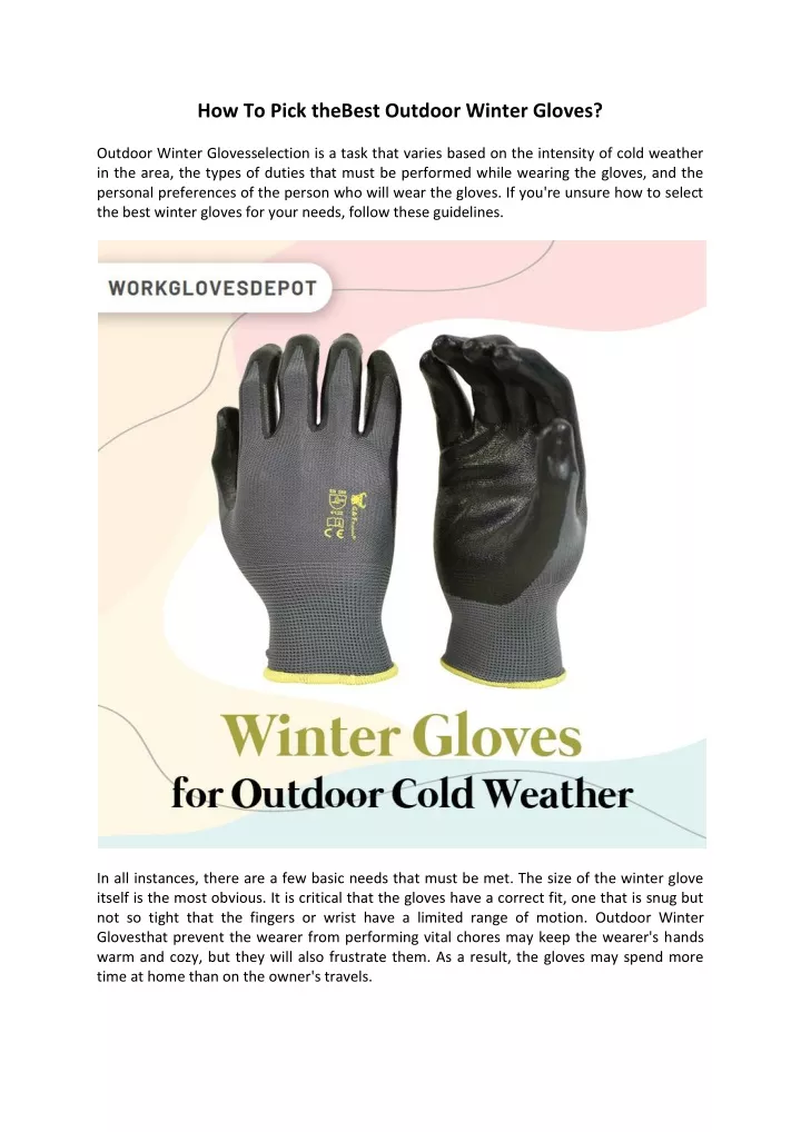 how to pick thebest outdoor winter gloves