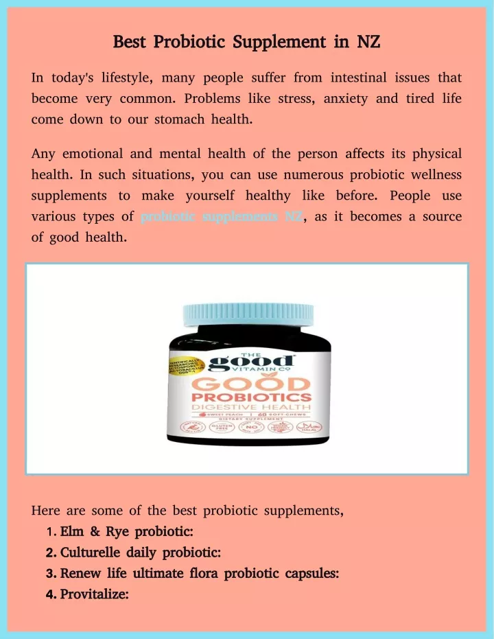 best probiotic supplement in nz best probiotic