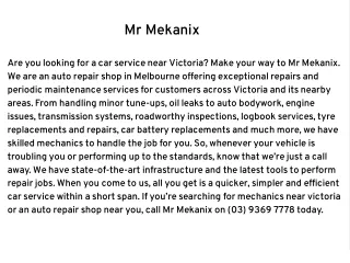 mr mekanix