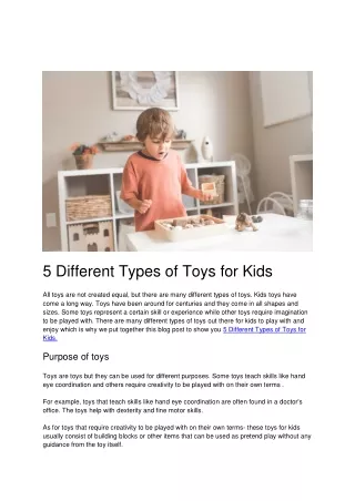 5 Different Types of Toys for Kids