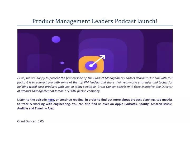 product management leaders podcast launch