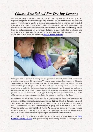 choose best school for driving lessons