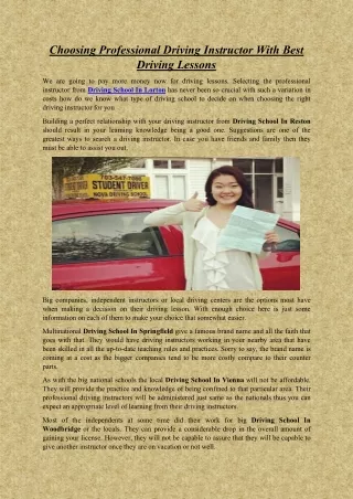 choosing professional driving instructor with