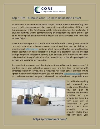 Top 5 Tips to Make Your Business Relocation Easier