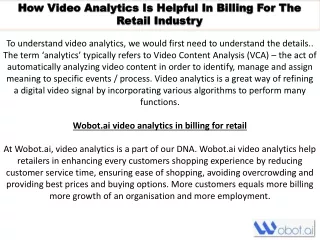 how video analytics is helpful in billing