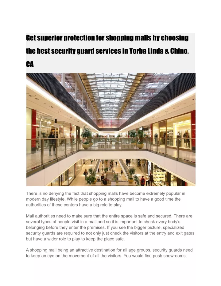 get superior protection for shopping malls