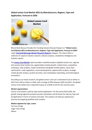 global lemon curd market 2021 by manufacturers