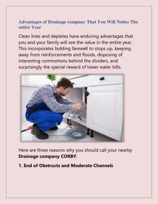 advantages of drainage company that you will