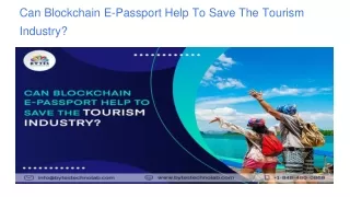 can blockchain e passport help to save the tourism industry