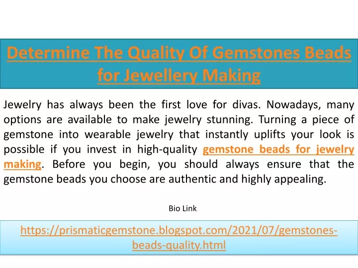 determine the quality of gemstones beads
