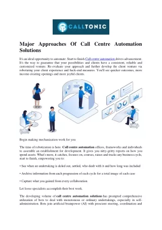 major approaches of call centre automation