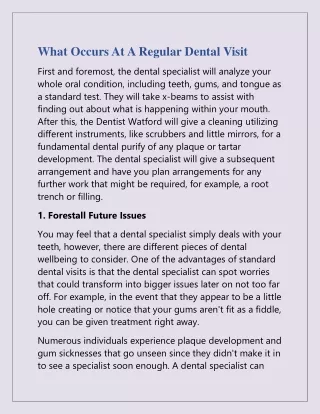 what occurs at a regular dental visit