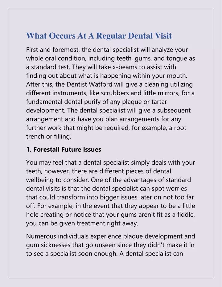 what occurs at a regular dental visit