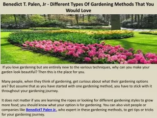 benedict t palen jr different types of gardening methods that you would love