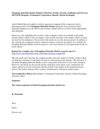 strapping materials market industry poised