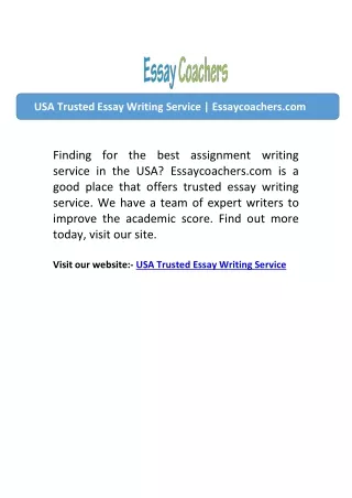 USA Trusted Essay Writing Service | Essaycoachers.com