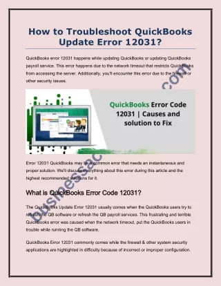how to troubleshoot quickbooks update error 12031