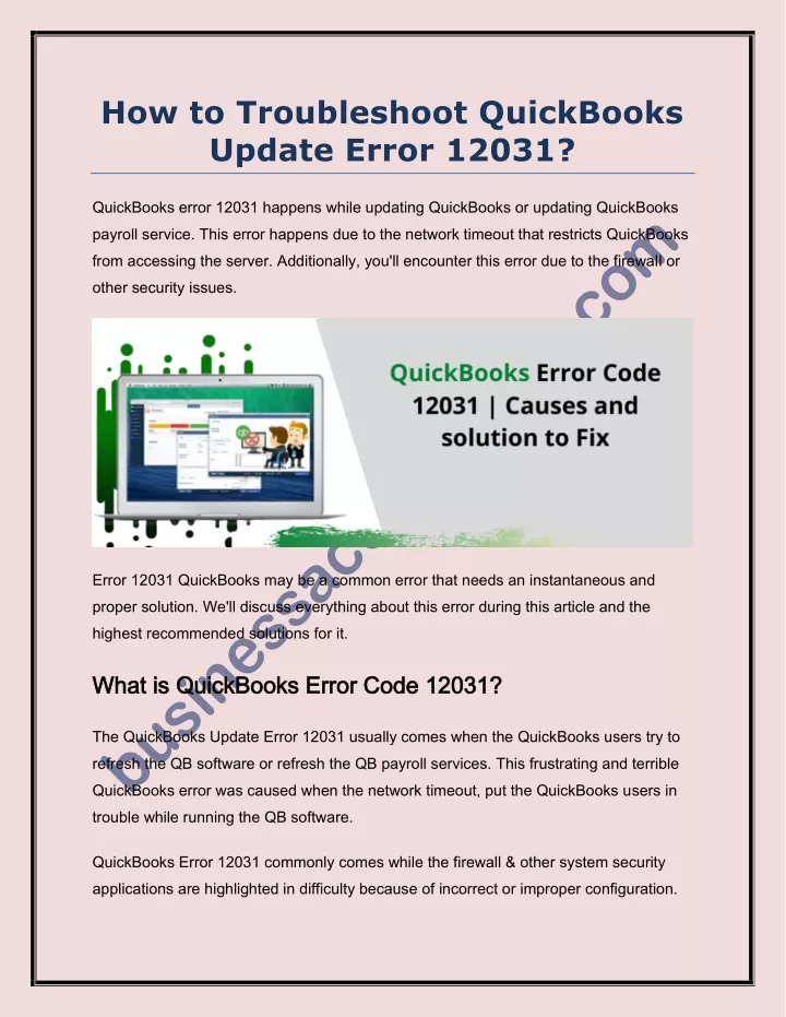 how to troubleshoot quickbooks update error 12031