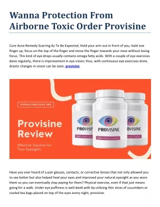 Wanna Protection From Airborne Toxic Order Provisine
