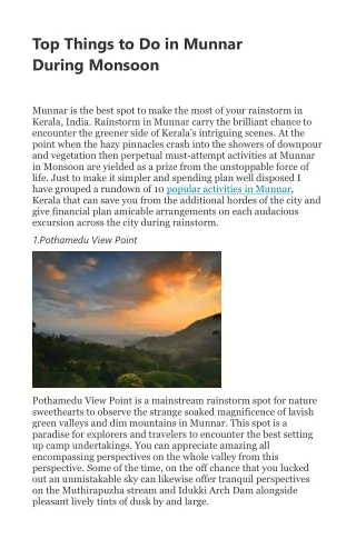 top things to do in munnar during monsoon