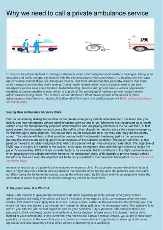 why we need to call a private ambulance service