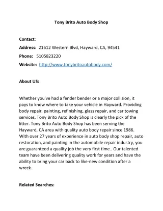 tony brito auto body shop