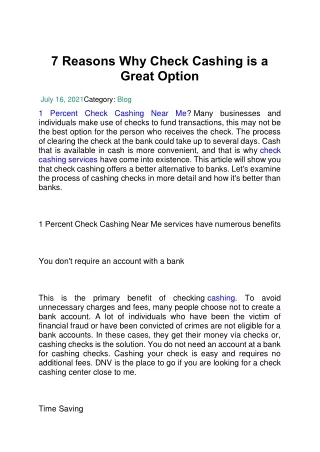 7 reasons why check cashing is a great option