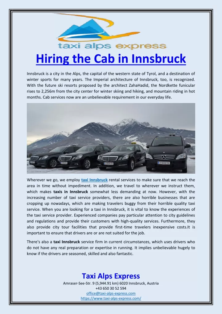 hiring the cab in innsbruck