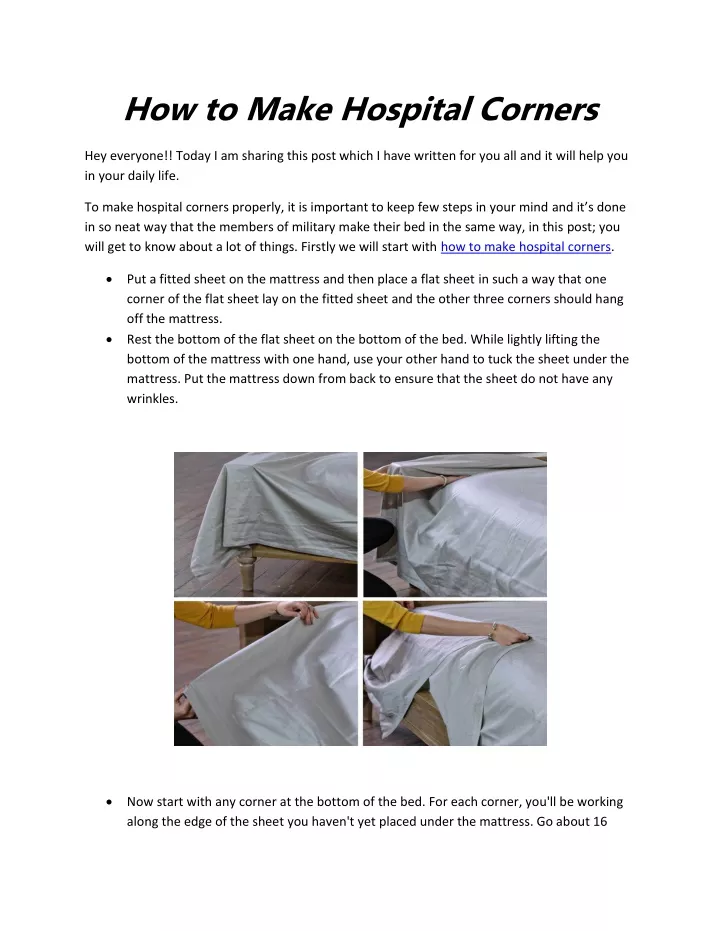 how to make hospital corners