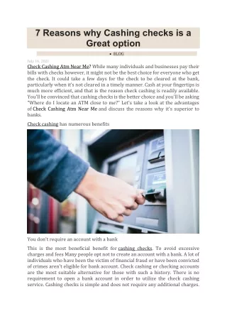 7 reasons why cashing checks is a great option