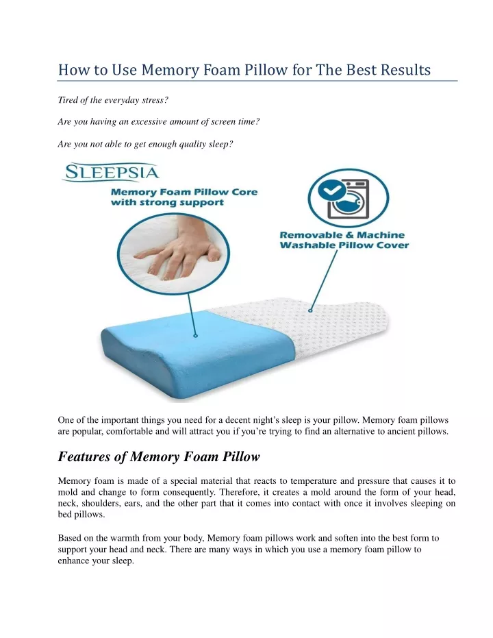 PPT - How To Use Memory Foam Pillow For The Best Results PowerPoint ...