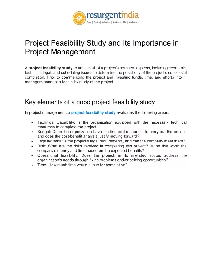 project feasibility study and its importance
