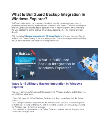 what is bullguard backup integration in windows