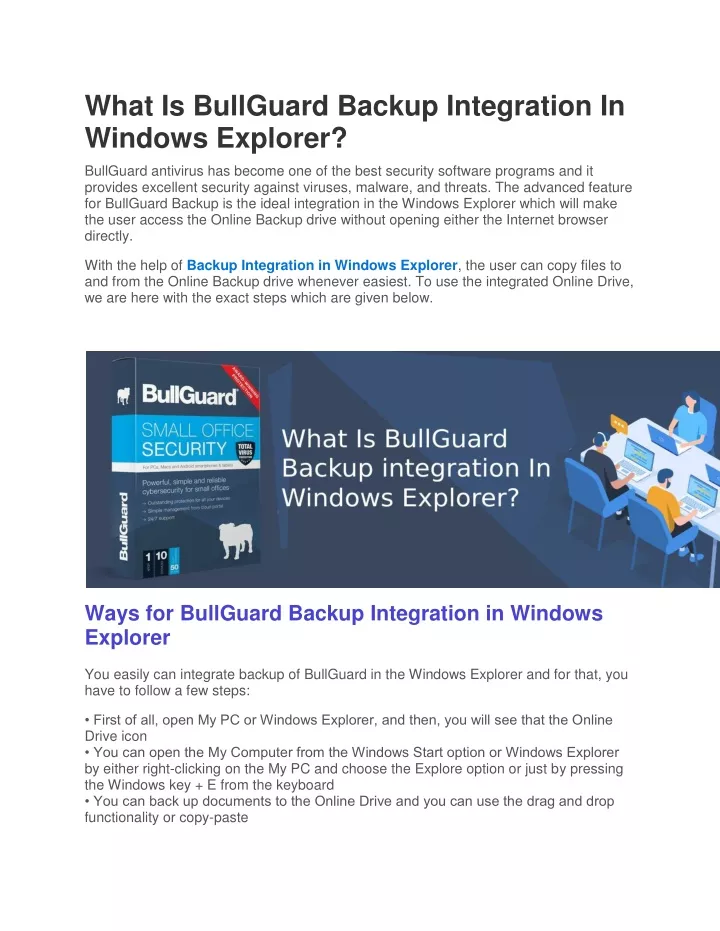 what is bullguard backup integration in windows
