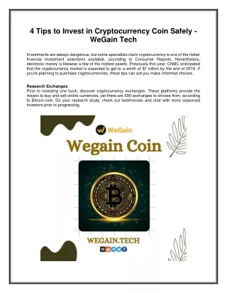 4 tips to invest in cryptocurrency coin safely