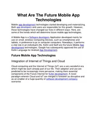 what are the future mobile app technologies