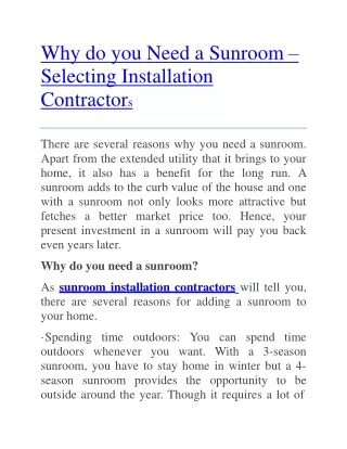 sunroom installation contractors